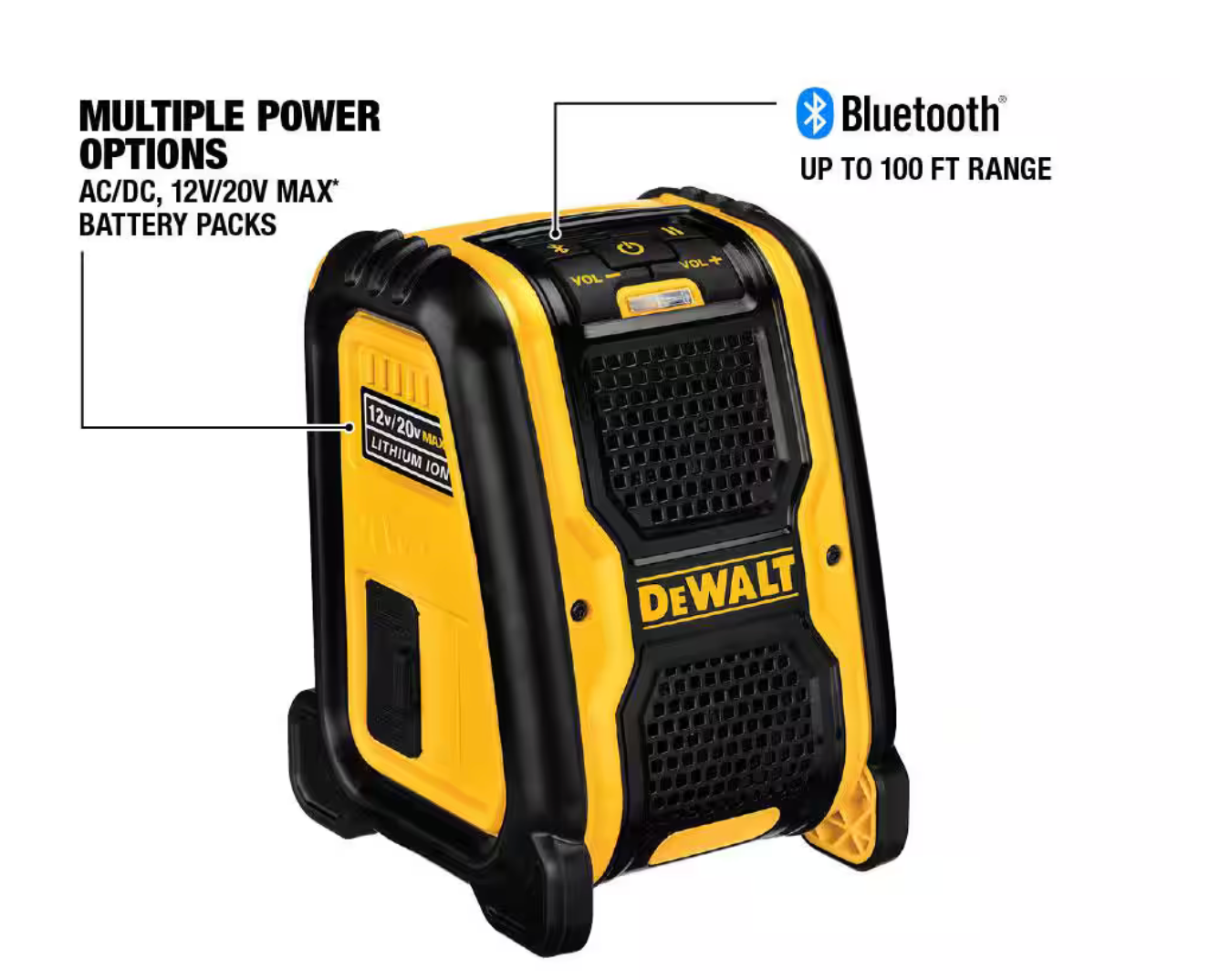 Dewalt 20V/12V Max Bluetooth Speaker Cordless/Corded