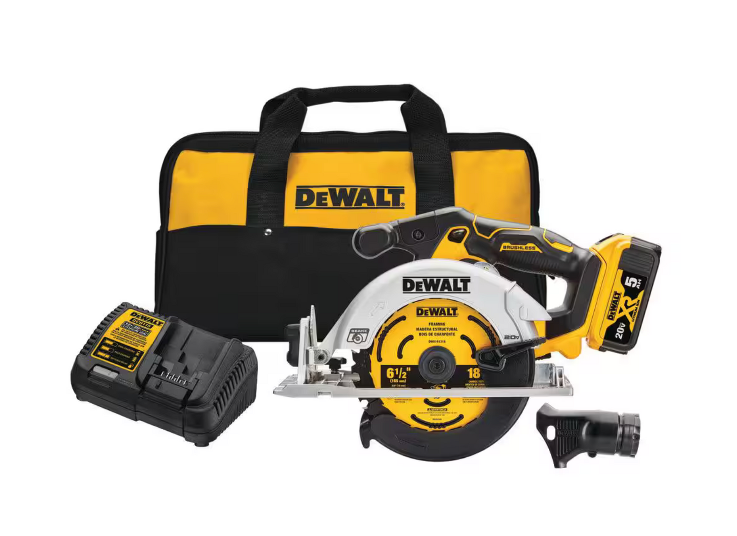 Dewalt 20V MAX Lithium-Ion Cordless 6-1/2 in. Circular Saw w/ 5.0AH and Charger