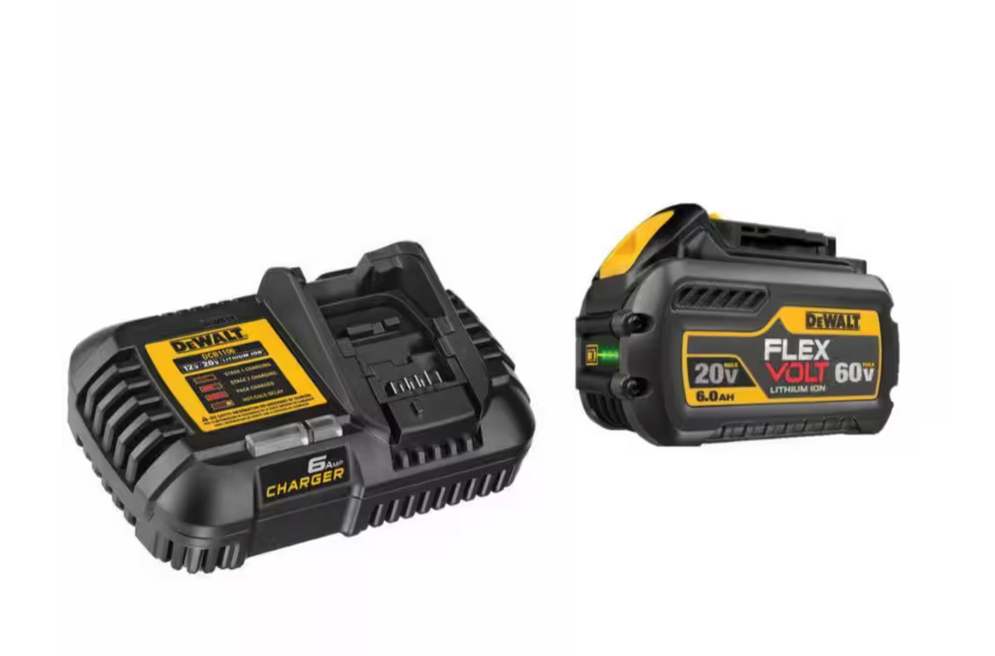 Dewalt FLEXVOLT 20V/60V MAX Lithium-Ion 6.0Ah Battery Pack with 6 Amp Output Charger