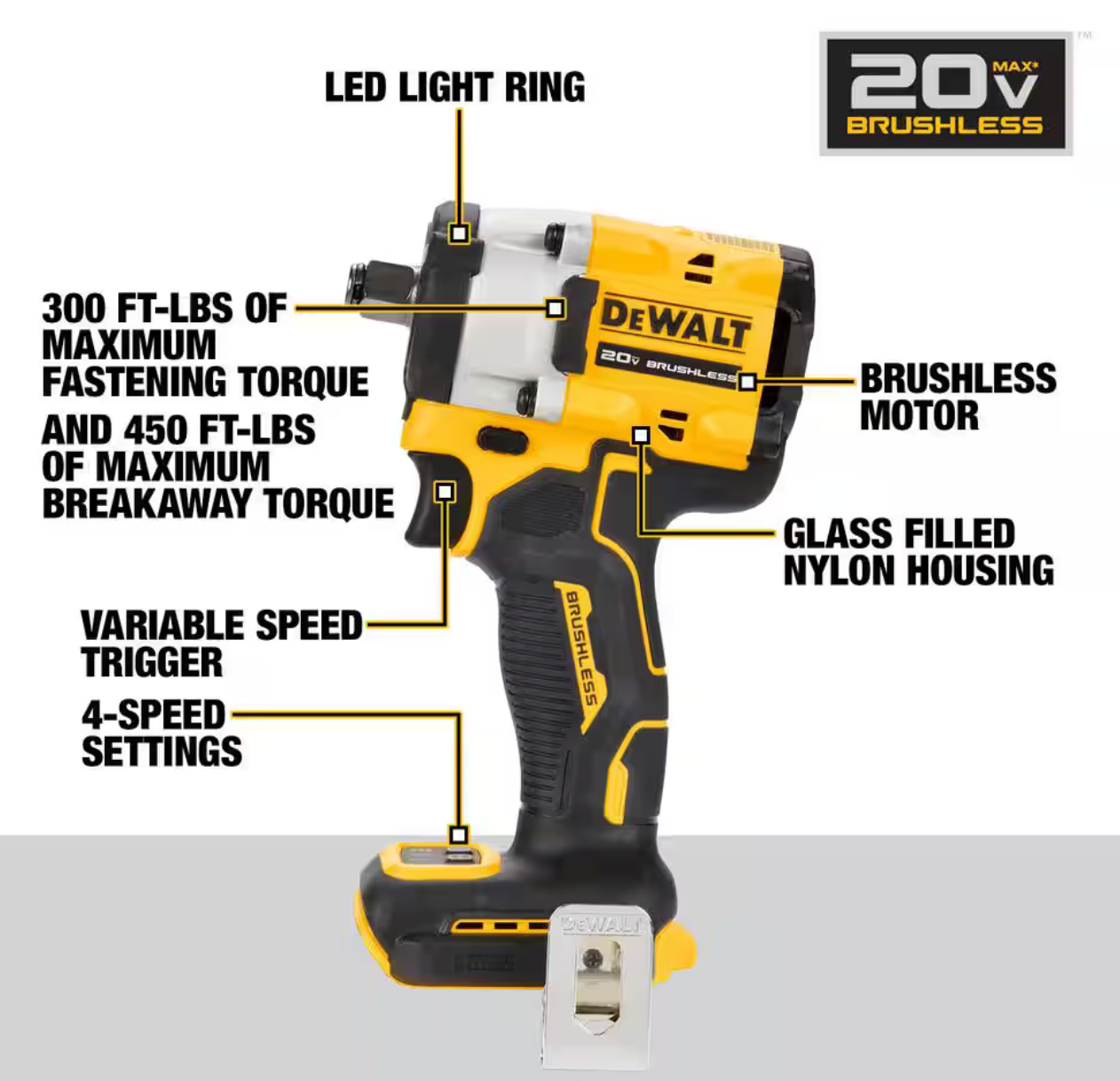 ATOMIC 20V MAX Cordless Brushless 1/2 in. Variable Speed Impact Wrench (Tool Only)