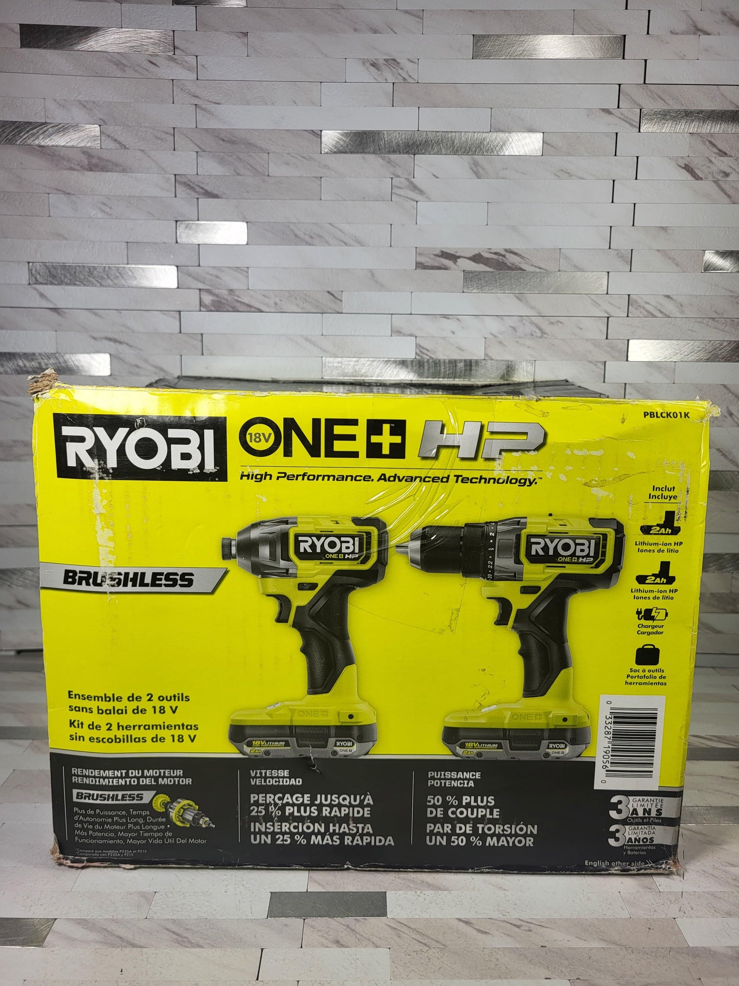 Ryobi ONE+ HP 18V Brushless Cordless 2-Tool Combo Kit with (2) 2.0 Ah Batteries, Charger, and Bag