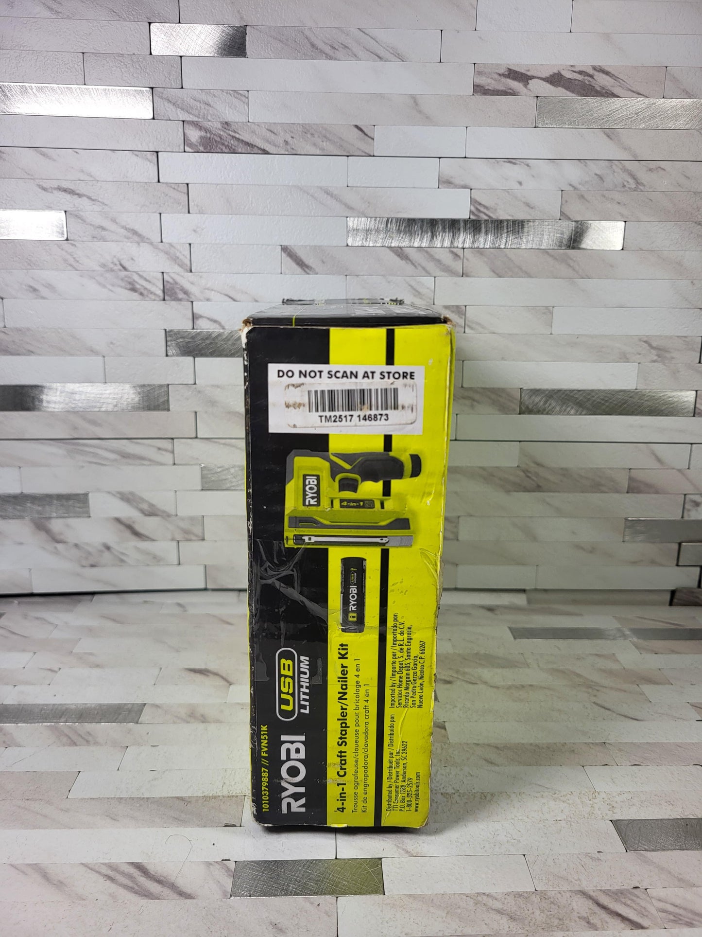 Ryobi USB Lithium Cordless Craft 4-in-1 Stapler/Nailer Kit with 3.0 Ah Battery and Charging Cable