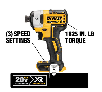 Dewalt XR Cordless Brushless 3-Speed 1/4 in. Impact Driver (Tool Only)