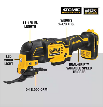 Dewalt ATOMIC 20V MAX Cordless Brushless Oscillating MultiTool (Tool Only)