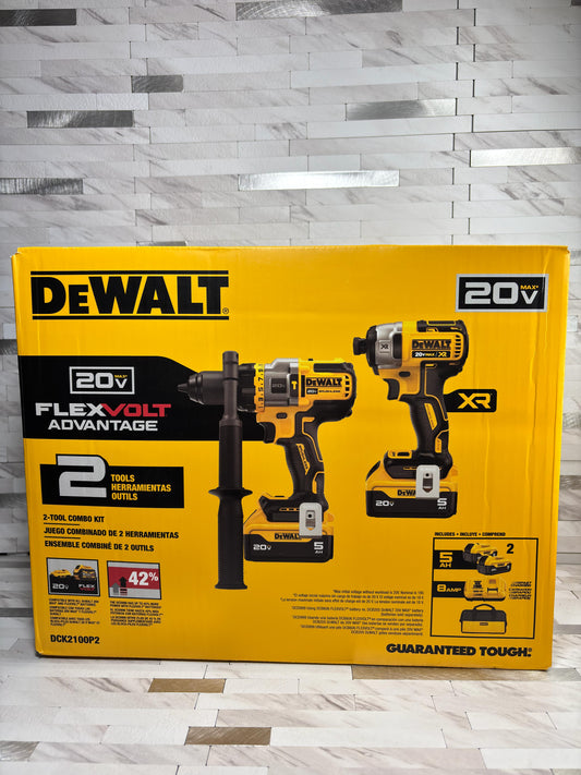 DEWALT 20V MAX 2 Tool Kit Including Hammer Drill/Driver with FLEX Advantage