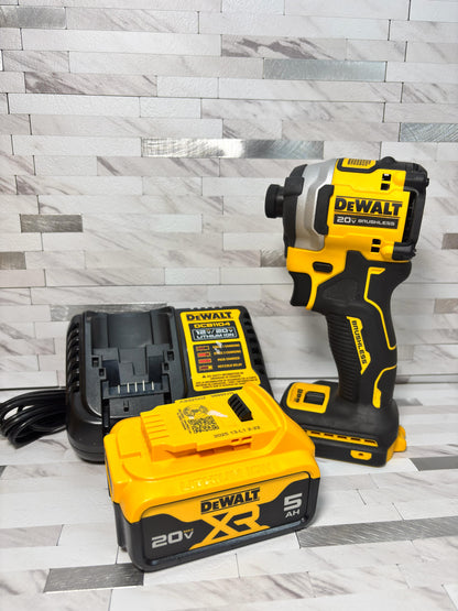 Dewalt Atomic 20V MAX Lithium-Ion Cordless 1/4 in. Brushless Impact Driver Kit, 5 Ah Battery, Charger, and Bag