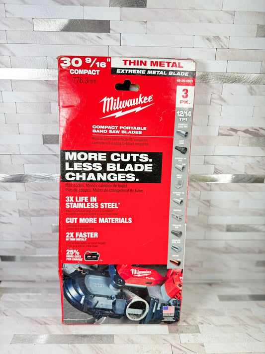 Milwaukee 30-9/16 in. 12/14 TPI Compact Extreme Thin Metal Cutting High Speed Steel Band Saw Blade (3-Pack) For M12 FUEL Bandsaw