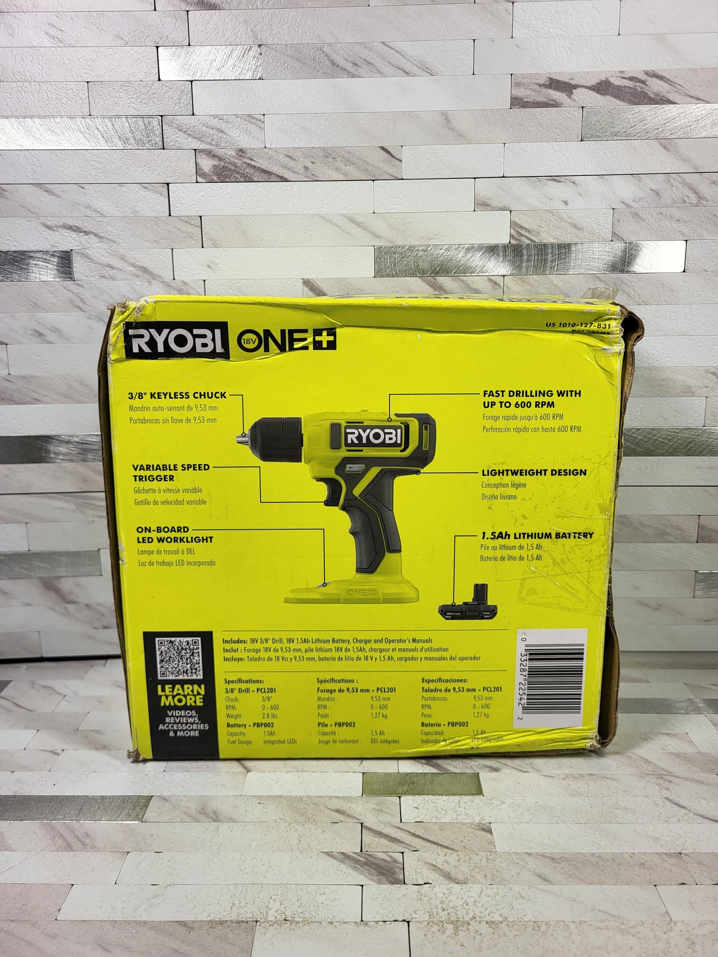 Ryobi ONE+ 18V Cordless 3/8 in. Drill/Driver Kit with 1.5 Ah Battery and Charger