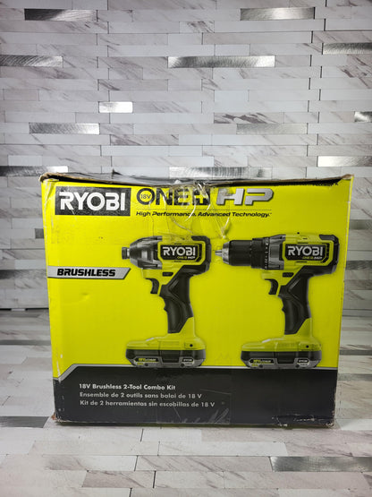 Ryobi ONE+ HP 18V Brushless Cordless 2-Tool Combo Kit with (2) 2.0 Ah Batteries, Charger, and Bag